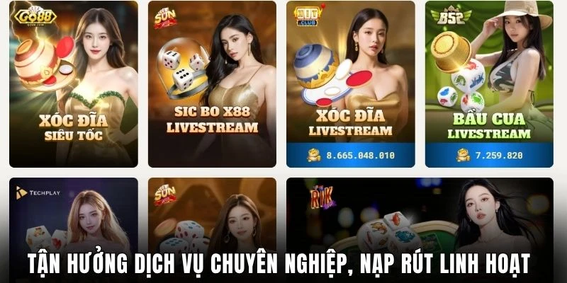 Tận hưởng dịch vụ chuyên nghiệp, nạp rút linh hoạt